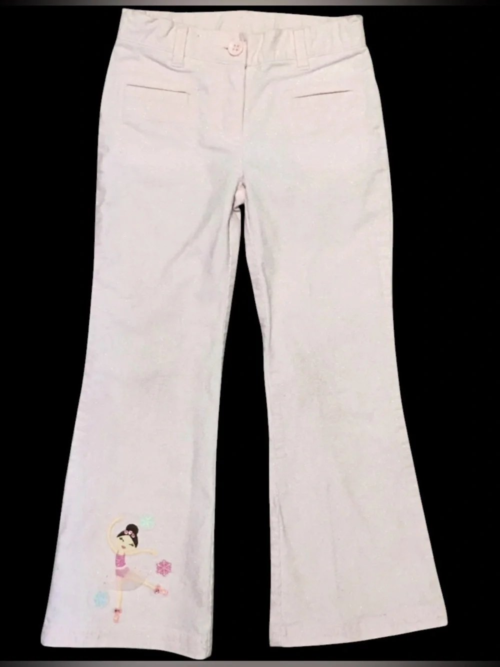 Gymboree Pink Corduroy Ballerina sparkles EMB Flare Pants Adjustable Waist